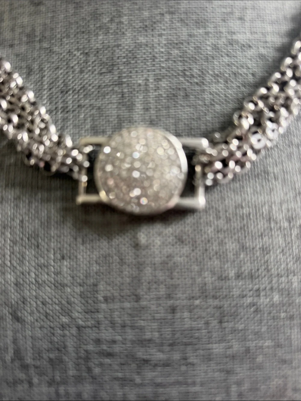Pave Crystal Multi-Strand Silver Necklace